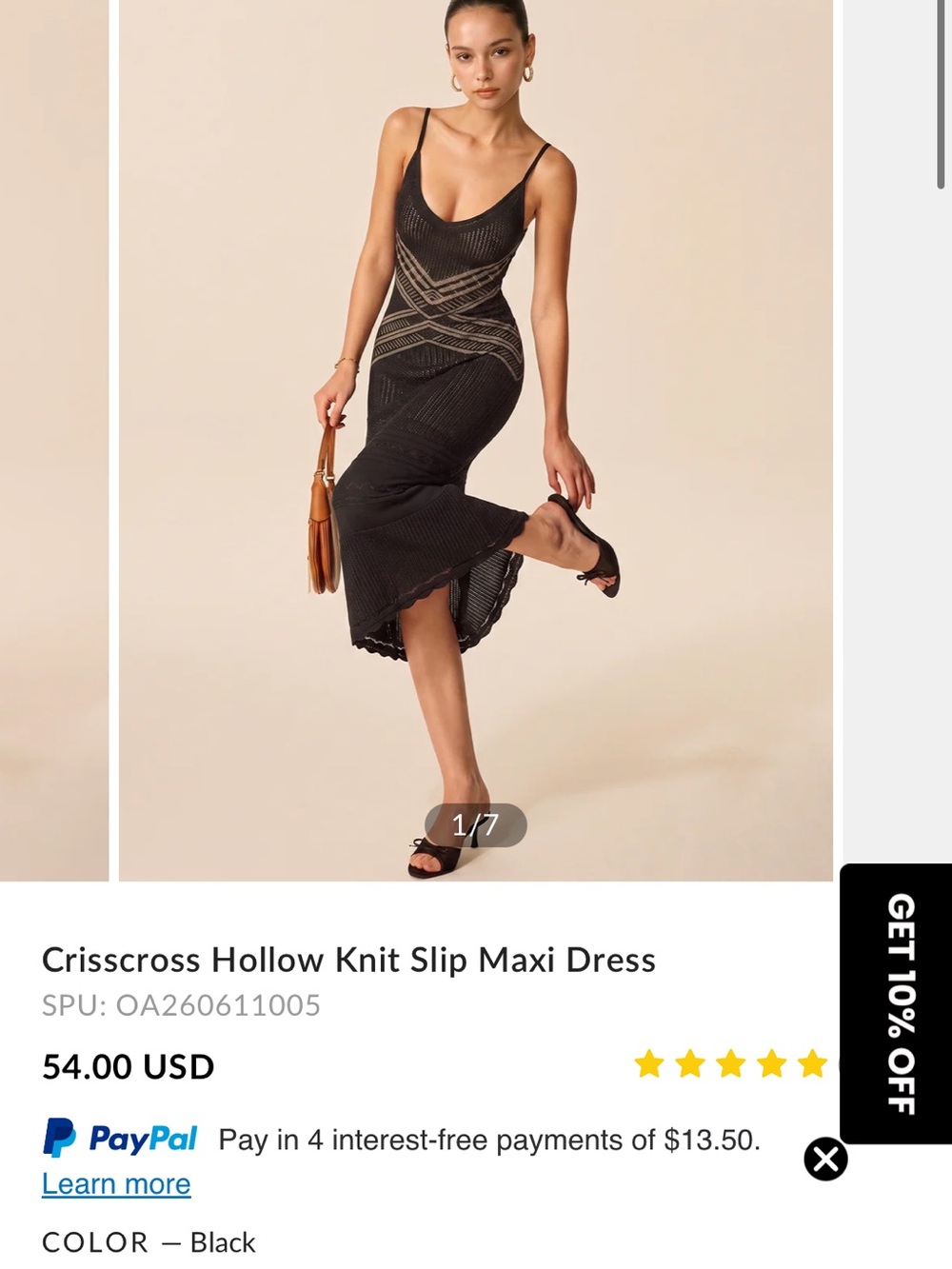 Commense Black Knit Crisscross Slip Maxi Dress